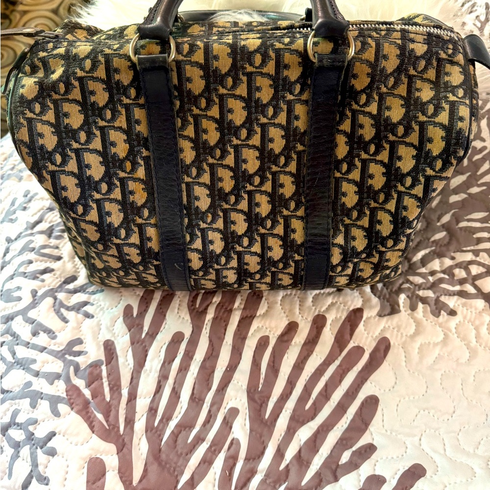Christian Dior Navy Trotter Boston Handbag